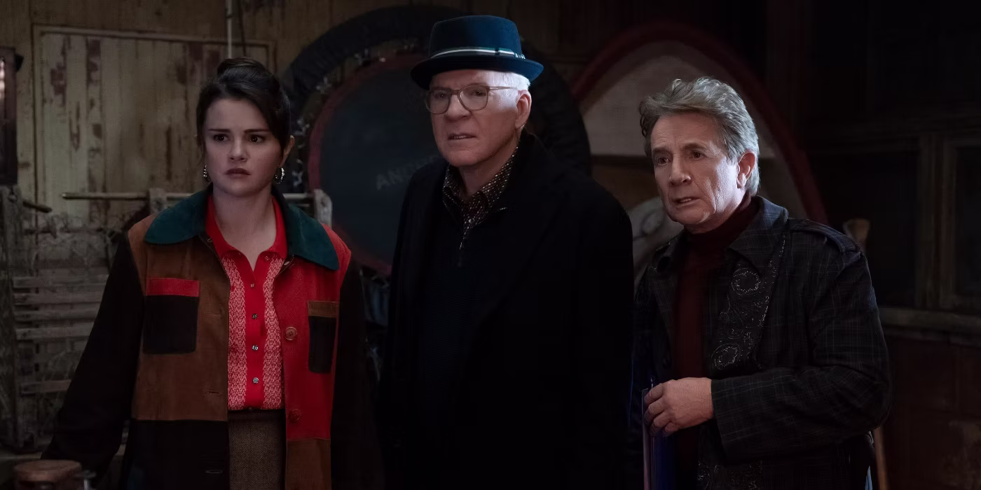Selena Gomez, Martin Short et Steve Martin dans Only Murders in the Building Saison 4 Épisode 5