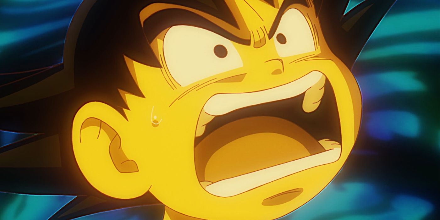 Goku réagit avec horreur d'être réduit à un enfant dans l'épisode 1 de Dragon Ball Daima.